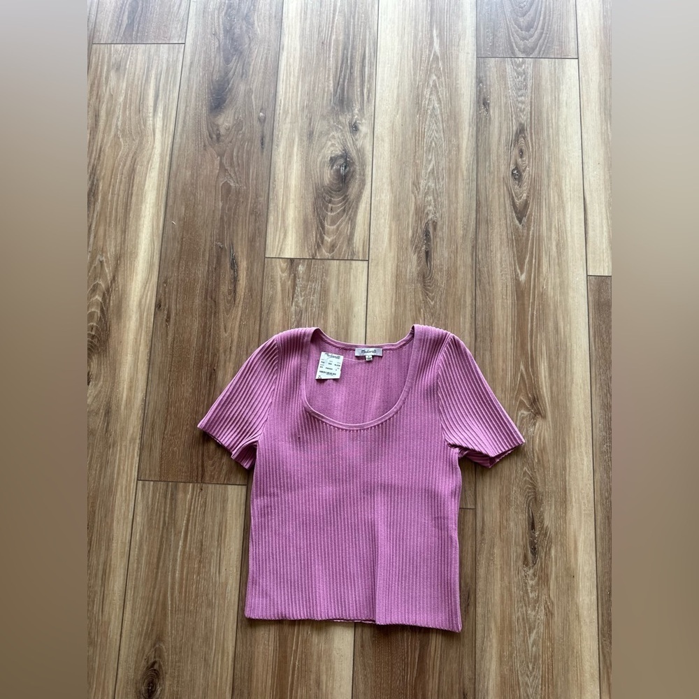 Madewell womens Pink Ribbed Knit Top size small NWT - Picture 3 of 6